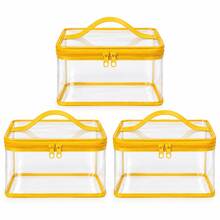 3pcs Oversized Multi-Function Storage Bags, 8.85x7.08x3.93 Inches, Reusable Transparent PVC Material, Multi-Purpose Storage, Travel Zipper Organizer Bags, Durable - Multicolor - View 11