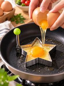 4pcs/1pc Stainless Steel Egg Pancake Molds, Flower, Heart, Star And Round Shapes, Suitable For Breakfast, Pancakes, Omelets And Sandwiches, Reusable, Suitable For Frying Pan, Kitchen And Bento Box - Multicolor - View 12