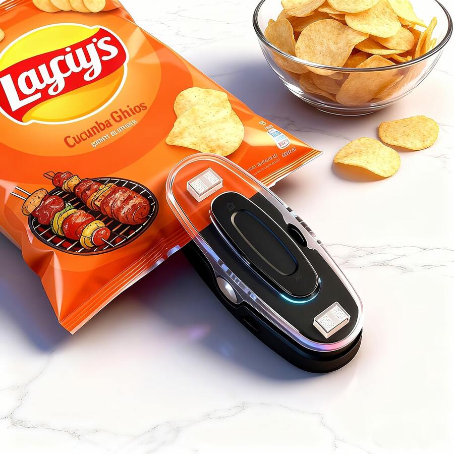 Rechargeable 2-In-1 Mini Bag Sealer And Cutter, Portable Handheld Heat Sealer For Plastic Snack Bags, Keeps Chips/Cookies/Nuts Fresh, Handheld Plastic Bag Sealer, Compact Food Storage Tool For Kitchen, Travel, Camping, Battery Capacity: 300mAh