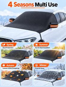 Thickened Magnetic Car Snow/Sun Shade Cover (Semi-Cover Style) For Windshield And Roof; Provides Protection Against Snow And Frost; Suitable For Most Vehicles. - A - View 5