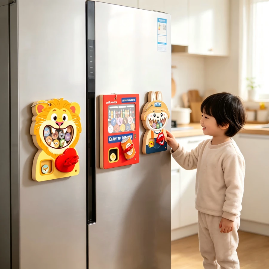 1 Set Kids Busy Board Fridge Magnetic Toy Wooden Montessori Early Education Teaching Tool Baby Fun Hands-On Educational Small Toy