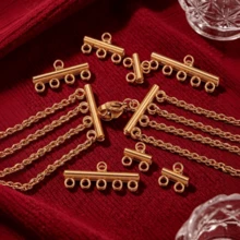 5/10pcs Multi-Layer Stainless Steel Chain Clasp, Rope Connector, Handmade Jewelry Accessories Connector, Perfect Gift For Jewelry Enthusiasts - Yellow Gold - View 1