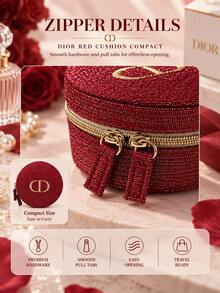 Dior Red Padded Bag, 15*11*8cm, Lightweight, Easy To Carry, For Daily Essentials, Minimalist Design, Red Premium Lining, High-Quality Fabric, Suitable For Travel Storage. - Red - View 8