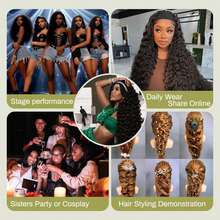 32 Inch Long Wavy Headband Wigs For Black Women, Synthetic Half Wig No Glue No Lace Front, Highlight Brown Heat Resistant Curly Hair For Daily Cosplay Party - Brown Highlight - View 5