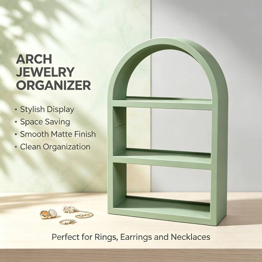 1pc 3D Printed 3-Tier Desktop Jewelry Stand, Ring Holder, Necklace Rack, Boys, Girls, Christmas Gift, Ins Style Bedroom Decor - Multicolor - View 1