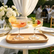 1/8/12pcs Set Vertical Ribbed High Stem Dessert Cups, Wide Mouth Dessert Cups, Transparent Vertical Ribbed Cocktail Glasses, Suitable For Ice Cream, Pudding, Mousse, Fruit Salad, Wedding Party And Home Afternoon Tea - Transparent - View 3