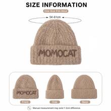 Embroidered Letter Plush Knit Beanie, Soft Warm Folded Cuff Skull Cap, Elastic Unisex Winter Street Style Hat, Suitable For Outdoor Travel And Daily Wear - Letter Knit Beanie - View 8