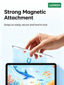 UGREEN LP952 Capacitive Stylus Touch Screen Pen Universal Magnetic Stylus For IPad, Huawei, Apple, Xiaomi, Android, Honor, Switch - White - View 3