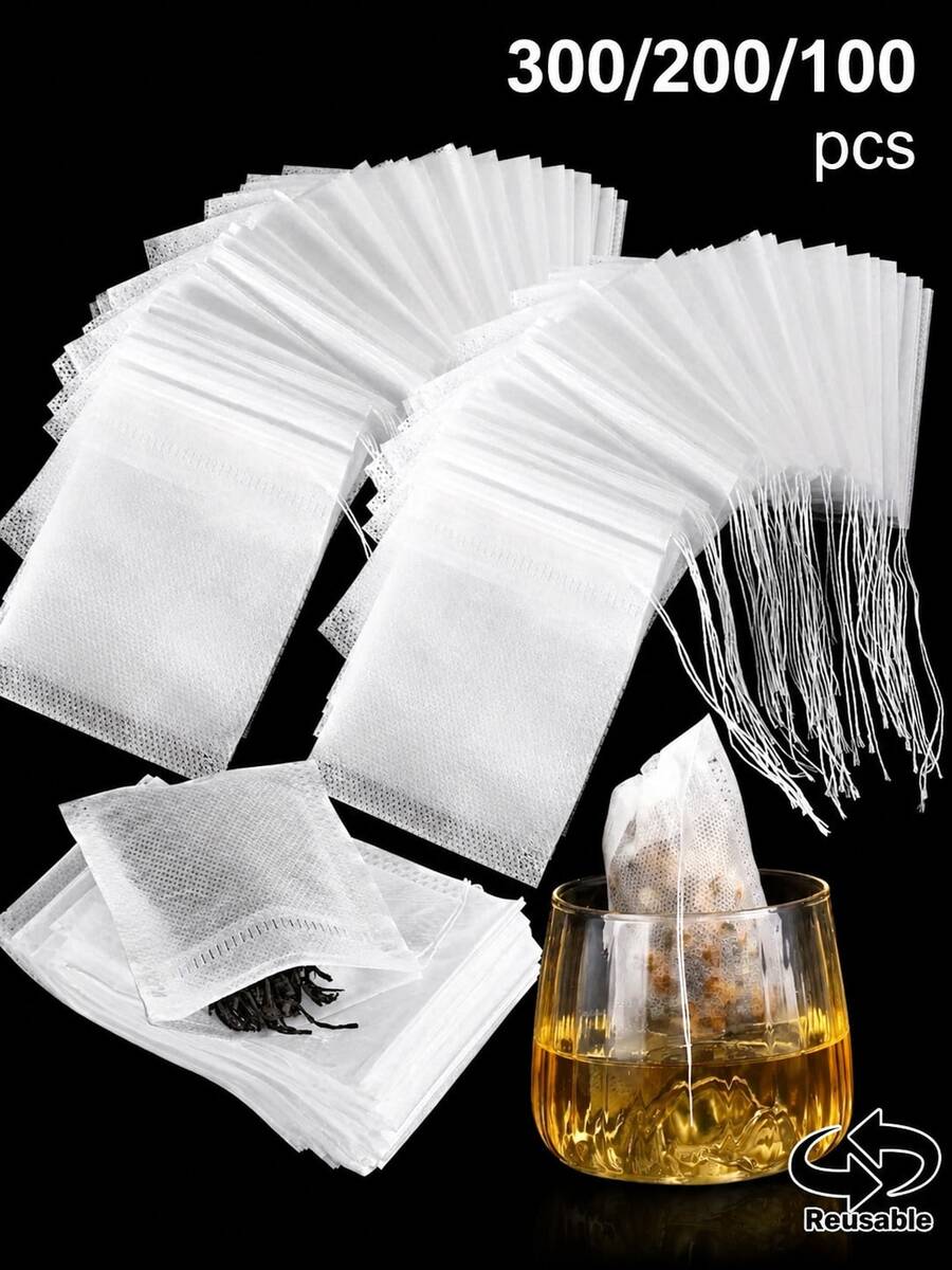 Reusable Non-Woven Fabric Tea Bags, 100, 200 Or 300 Pieces Optional, Designed For Steeping Loose Leaf Tea, Herbs And Spices. These Durable Infusion Bags Are Perfect For Tea Lovers And Traditional Herbal Infusions.