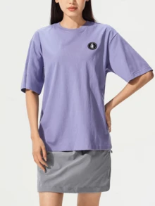 CAMEL CROWN Unisex Summer Short Sleeve T-Shirt, 3-Way Protection Comfort Cotton, Versatile Oil-Resistant Breathable Tee - Twilight Purple - View 2