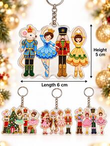 2D Christmas Theme Nutcracker Keychain, Christmas Keychain, Christmas Tree Hanging Electrostatic Soldier Figure Bag Charm, Nutcracker Dancing Bag Pendant, Suitable For Desktop Decoration, Creative Holiday Gift For Lovers And Friends, Best Christmas Gift. - Multicolor - View 4