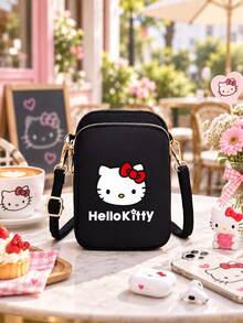 SANRIO 1pc Hello Kitty Crossbody Phone Wallet For Women Girls, Multi Zipper Compartment Phone Purse With Adjustable Strap For Cards Keys Earbuds - Multicolor - View 8
