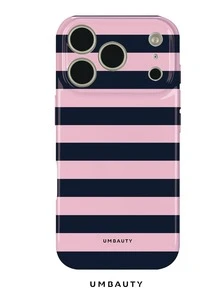 UMBAUTY 1pc Pink & Blue Horizontal Stripe Pattern Design, Compatible With Phone 18 Pro Max, Fits Apple 18/17/16/15/14/13/12/11 Pro Max/Plus/Mini 17e, Full Coverage High-Definition Print Soft Shell Phone Case, Screen/Lens Raised Protection, Unisex, Ideal Gift For Girlfriend On Halloween, Valentine's Day, Easter, Wedding Season And Birthday - Multicolor - View 1
