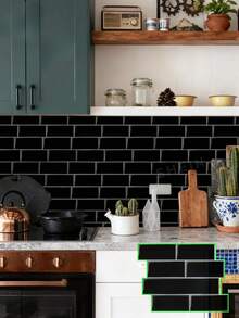 Waterproof Brick Pattern 2D Textured Wall Panels DIY Tiles, Removable Self-Adhesive Wall Stickers, Suitable For Kitchen Bathroom Backsplash And Holiday Decor - Black Irregular - View 1