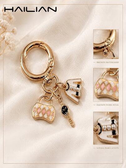 HAILIAN 1pc Alloy Material Watch Bag Clothing Women's Bag Pendant Car Keychain Key Chain Best Friend Couple Gift Small Present Suitable For Women's Keychain Bag Matching
