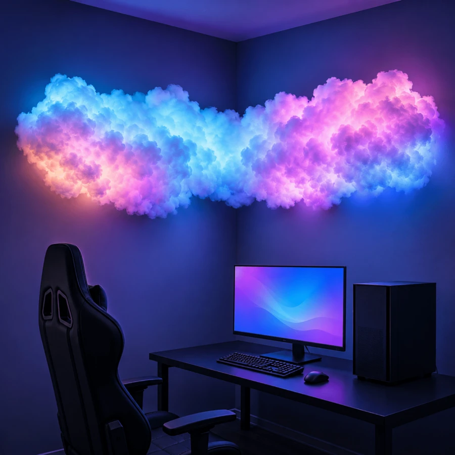 BINDLAN RGB Thunder Cloud Light, Color Changing Music Sync LED Cloud Lamp, DIY Aesthetic Cloud Ceiling Decor, Dreamy Ambient Room Lighting For Bedroom, Gaming Room, Party, Christmas Holiday Decoration