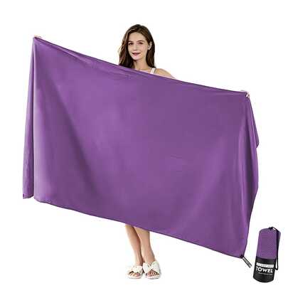 1PC/2PCS Double-Sided Velvet Microfiber Quick-Drying Sports Fitness Towel Purple Absorbent Sweat-Wicking Sand-Free Portable Yoga Swimming Towel Hiking Trekking Sports Towel