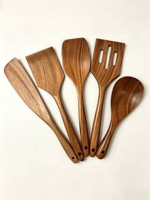 Multifunctional Non-Stick Kitchen Spatula, Premium Stirring Stick, Narrow Design, Kitchen Utensil, Suitable For Non-Stick Cookware, Frying Spatula, Slotted Spatula, Can Fry Eggs, Pancakes, Stir-Fry, Suitable For Home Kitchen, Hotel, Restaurant, Camping, Etc., Wooden Kitchen Utensil, Kitchen Supplies, Baking Accessories, Suitable For Frying Fish, French Toast, Omelets, Pancakes, Etc., Solves Flipping Problems - Natural Wood Color - View 9