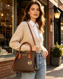 Michael Kors Mercer Medium Pebbled Leather Crossbody Bag - 黑棕色 - 查看 2