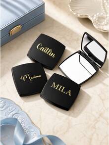 Personalized Engraved Compact Mirror, Matte Black Pocket Makeup Mirror, Dual Magnification, Bridesmaid Gift - Multi-color Square Makeup Mirror - View 5