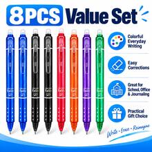 8-Pack Erasable Gel Pens, 6 Color Assorted Retractable Pens, Smooth Writing Refillable Pens With Eraser Tip For Students, School, Office, Note Taking, Journaling, Homework & Everyday Writing - Multiple Styles - View 4