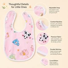 7pcs Random Pattern Pink Blue Yellow Baby Bibs, Cute Drool Bibs For Newborns - Multicolor - View 3