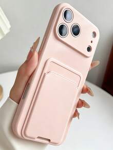 1 Buah Casing Ponsel Warna Merah Muda Muda dengan Slot Kartu Terintegrasi Kompatibel untuk iPhone 18 Pro Max/18 Pro/17 Air/17/16 Pro Max/16/15 Pro Max/15/14/13/12/11 Series, Perlindungan Kamera Penuh yang Ditinggikan, Casing Pelindung TPU Lembut Tahan Guncangan dan Goresan, Dompet Kartu Ponsel Slim Fit Warna Polos Minimalis, Cocok untuk Remaja Perempuan dan Anak Perempuan - Berwarna merah muda - View 4