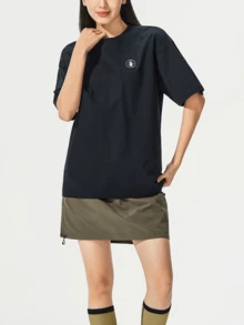 CAMEL CROWN Unisex Summer Short Sleeve T-Shirt, 3-Way Protection Comfort Cotton, Versatile Oil-Resistant Breathable Tee - Phantom Black - View 2