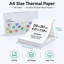Kertas Printer Thermal 100/200 Lembar Ukuran 8,5 x 11 Inci Cetak Thermal Canggih, Kertas Thermal Ukuran A4 Kompatibel dengan Sebagian Besar Printer Portabel - A4 - View 4