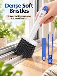 3-Piece Cleaning Brush Set, Includes Soft Bristle Dusting Brush, Mini Scraper And Cleaning Clip, Multi-Functional Gap Cleaning Brush, Suitable For Window Tracks, Kitchen, Bathroom, Bedroom, Car Interior And Home Cleaning, Applicable For Halloween And Christmas - Multicolor - View 2