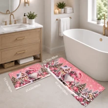 1PC Christmas Pink Gnome Faux Cashmere Kitchen Mat Floor,Soft Quick-Dry Anti-Slip Easy-Care, Christmas Decor Home, Kitchen Decor And Accessories, Christmas Decrations, Room Decor, House Decor, Entryway Rug, Christmas Gift, 2PCS Set - Multicolor - View 12