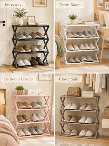 Multi-Layer Shoe Rack With Dust Cover, Space-Saving Freestanding Shoe Storage Organizer, Compact Storage Rack Suitable For Entryway, Dorm, Apartment, Bedroom And Closet, Easy Assembly Shoe Cabinet, Suitable For Sneakers, Slippers And Daily Home Storage Organization - Multicolor - View 9