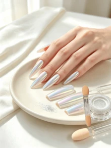 Ultra-Bright Mirror Aurora Nail Powder Glitter Decor, Suitable For Professional Beginners DIY, With Applicator - Multicolor - View 5