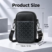 HOVI'S Men's Crossbody Bag, Vertical Small Shoulder Messenger Phone Purse With Adjustable Wide Strap, Large Capacity Multi Partition Zipper Side Pouch - Black - View 6