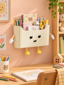 1pc Wall-Mounted Kitchen Storage Box, Drill-Free Plastic Divided Hanging Storage Basket, Multi-Functional Space-Saving Storage Container, Suitable For Kitchen, Bedroom, Closet And Pantry, Can Store Household Items And Daily Small Objects - Multicolor - View 7