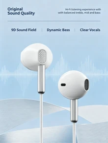Lenovo EY02 Half-In-Ear Wired Earphones 3.5mm Round Jack With In-Line Control And Microphone, Compatible With Apple, Android, Desktop PC, Laptop, Karaoke Earphones - View 1