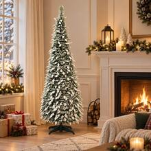 Snow Covered Christmas Tree 180cm, Tall Festive Tree For Room Corner, Window Display And Seasonal Decor - Green - View 7