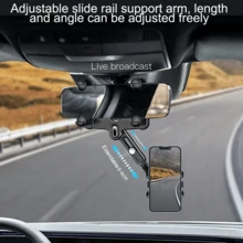 BISI Soporte para teléfono en el espejo retrovisor del coche, giratorio 360° & extensible, multifuncional, diseño de fijación en cuatro esquinas anti-vibración, apto para todos los teléfonos y todos los modelos de coche - A - Ver 4