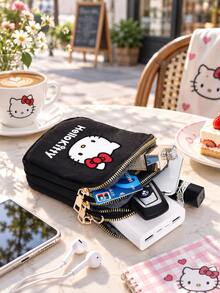 SANRIO 1pc Hello Kitty Crossbody Phone Wallet For Women Girls, Multi Zipper Compartment Phone Purse With Adjustable Strap For Cards Keys Earbuds - Multicolor - View 5
