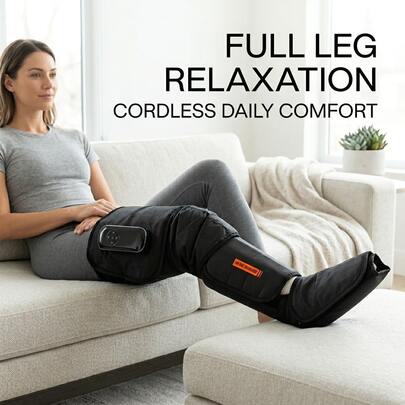 2pcs/Set Wireless 2500mAh Heated Air Compression Leg And Foot Massager Boots, Full Leg Calf Knee Massager With 4 Modes And 3 Temperature Settings, Rechargeable Electric Muscle Massager