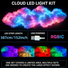 BINDLAN RGB Thunder Cloud Light, Color Changing Music Sync LED Cloud Lamp, DIY Aesthetic Cloud Ceiling Decor, Dreamy Ambient Room Lighting For Bedroom, Gaming Room, Party, Christmas Holiday Decoration - Multicolor - View 7