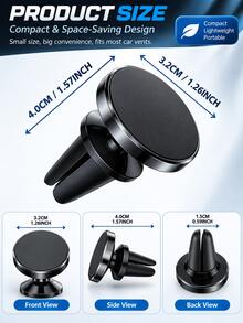 1/2/3PCS Magnetic Car Phone Mount, Strong Magnetic Air Vent Holder, 360° Rotatable, Universal For All Smartphones, Streamlined Stylish Design, Premium Materials, For Car Owners, Daily Commute, Road Trips, Fall Travel, Car Accessories - Clip-on Style - View 4