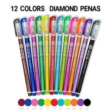 12 Colors Diamond Tip Art Markers, Smooth Drawing Pens, Suitable For Journaling, Doodling, Note-Taking, Scrapbooking, Greeting Card Making And DIY Crafts - Rhinestone Colorful Neutral Pen - View 1