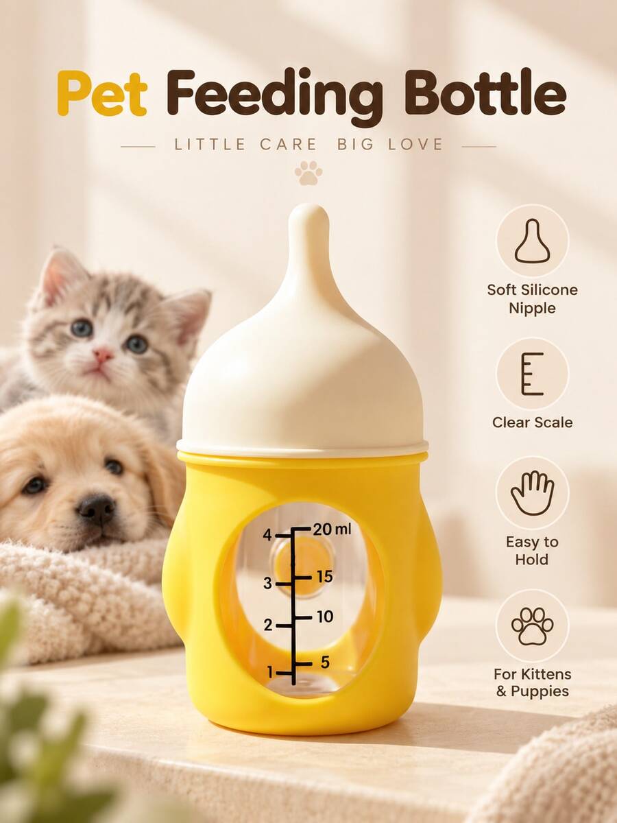 Lock Yellow 20ml Anti-Choke Pet Feeding Bottle, 0-1 Month Old Pet Nursing Feeder, Newborn Kitten And Puppy Home Nursing Feeding And Watering Tool - 20ml - View 1