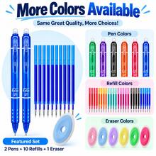 13pcs/Set 2 Packs Retractable Erasable Gel Pen Set With 10 Refills & 1 Eraser, 6 Color Options, Smooth Writing Refillable Pens For Students, School, Office, Note Taking, Homework, Journaling & Everyday Writing - Multicolor - View 6