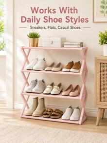 Multi-Layer Shoe Rack With Dust Cover, Space-Saving Freestanding Shoe Storage Organizer, Compact Storage Rack Suitable For Entryway, Dorm, Apartment, Bedroom And Closet, Easy Assembly Shoe Cabinet, Suitable For Sneakers, Slippers And Daily Home Storage Organization - Multicolor - View 6