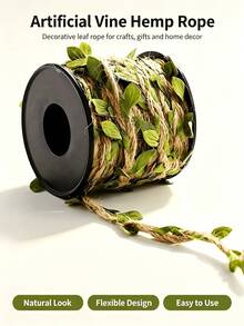 1 PC Hemp Rope – Heavy-Duty And Wear-Resistant Twine With Natural Green Leaf Patterns . Made Of Sturdy Jute Fiber And Designed With Eucalyptus Vines, It Delivers A Strong Cozy Atmosphere.Halloween Decor For Home,Fall Home Decor,Halloween Costumes - Multicolor - View 2
