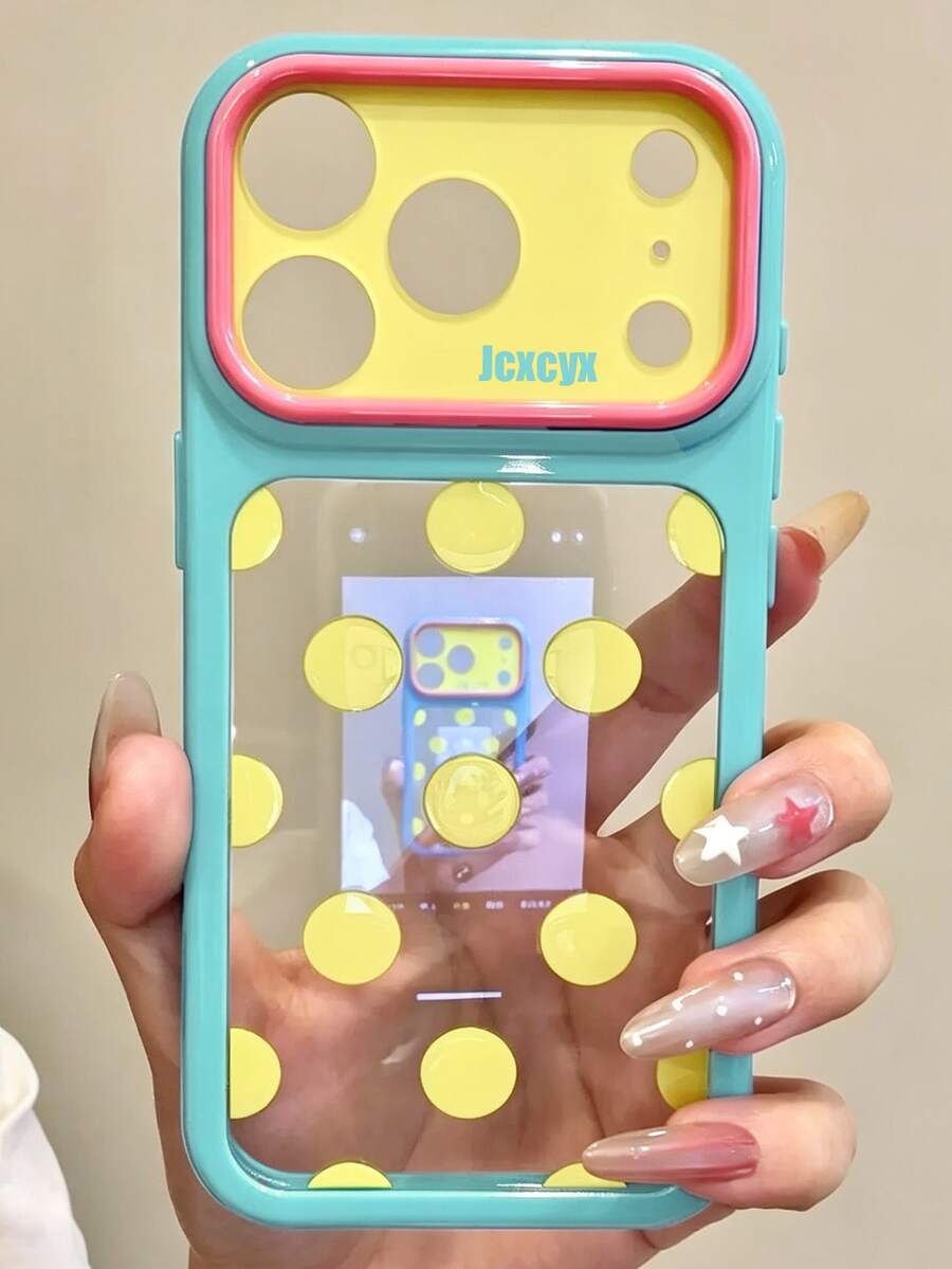 可愛簡約粉色波點糖果色手機殼,適用於 iPhone 18 Pro Max 18 Pro 17 Pro Max 17 Pro 17 16 Pro Max 16 Pro 16 15 Pro Max 15 Pro 15 14 Pro Max 14 Pro 14 13 Pro Max 13 Pro 13 12 Pro Max 12 Pro 12 11,可愛亮面果凍色防摔背蓋 - 湖藍黃色 - 查看 1