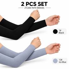 2 Pairs Solid Color Bohemian Sleeve Covers, Modal Elastic Arm Warmers For Vacation And All Seasons - A - View 12