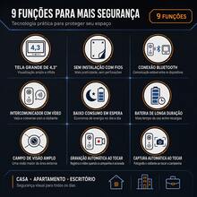 Kit de Campainha de Vídeo HD Sem Fio - Tela IPS de 4,3 Polegadas,Resolução 5MP,Visão Noturna, Interfone Bidirecional, Detecção de Movimento,Ideal para Segurança de Villas, Casas, Escritórios e Apartamentos.Visão Noturna Infravermelha, Intercomunicador Bidirecional, Sem Fios para Casa e Apartamento - Preto - Visão 11